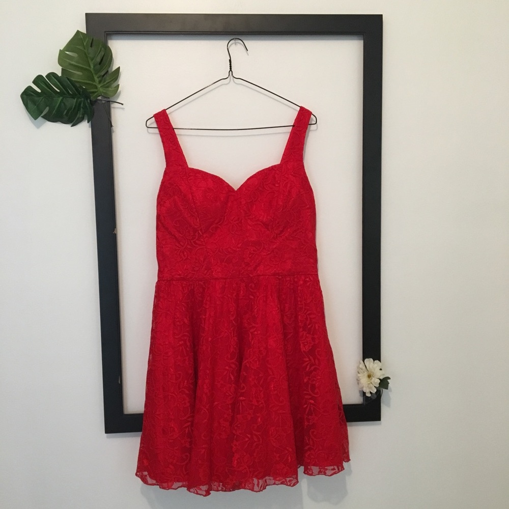 Chi Chi London festive red lace corset dress